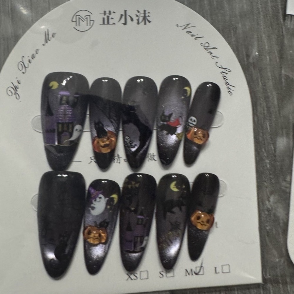 Cute Spooky‎ Halloween Stiletto Press On Nails